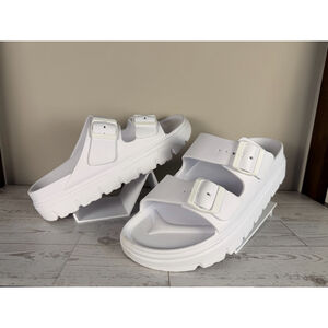 Women's Funky Monkey White Double Buckle Platform Sandals Size 10